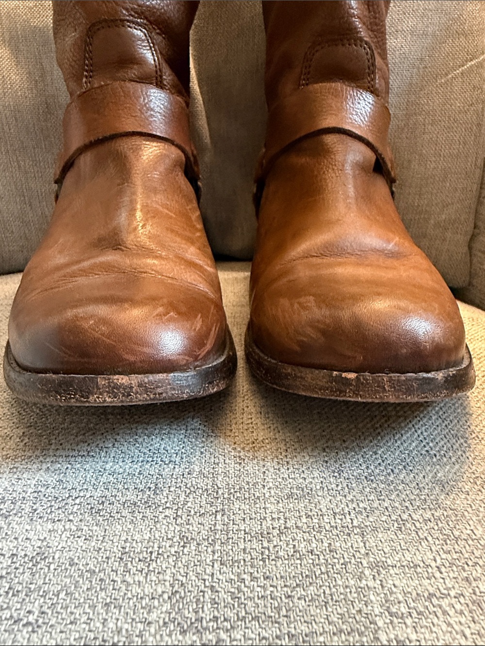 FRYE Women’s Phillip Harness Tall Leather Riding Boots in Cognac Brown Size 9 - Picture 14 of 16